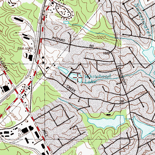 Topographic Map of Whitehead Lake, GA