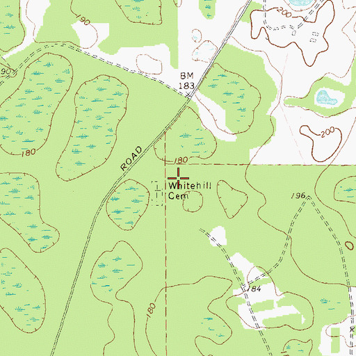 Topographic Map of Whitehill Cemetery, GA