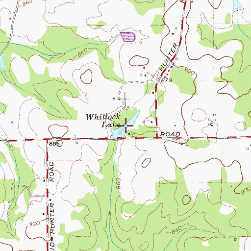 Topographic Map of Whitelock Lake, GA