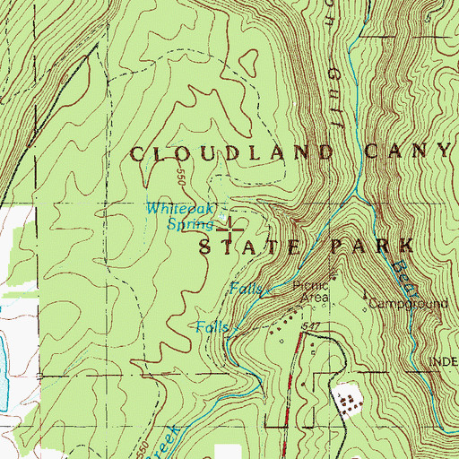 Topographic Map of Whiteoak Spring, GA