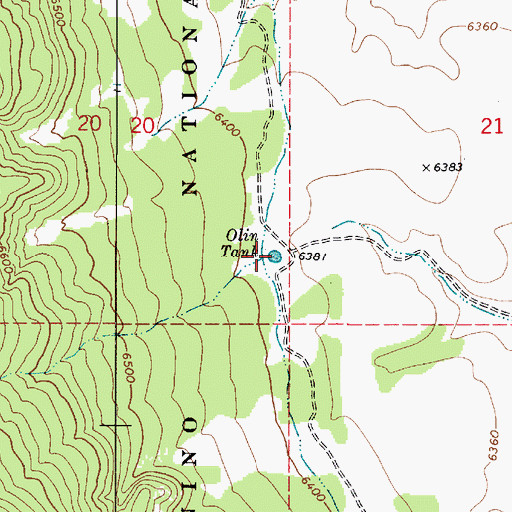 Topographic Map of Olin Tank, AZ