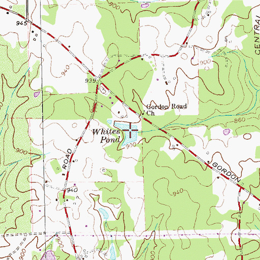 Topographic Map of Whites Pond, GA