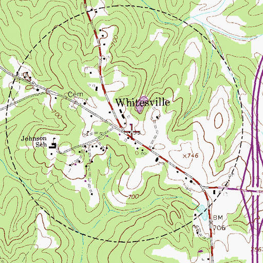 Topographic Map of Whitesville, GA