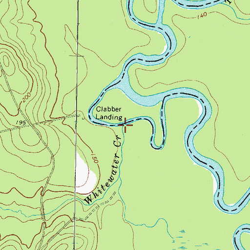 Topographic Map of Whitewater Creek, GA