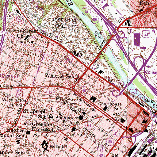 Topographic Map of Whittle School, GA