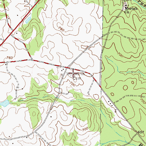 Topographic Map of Whitworth Cemetery, GA