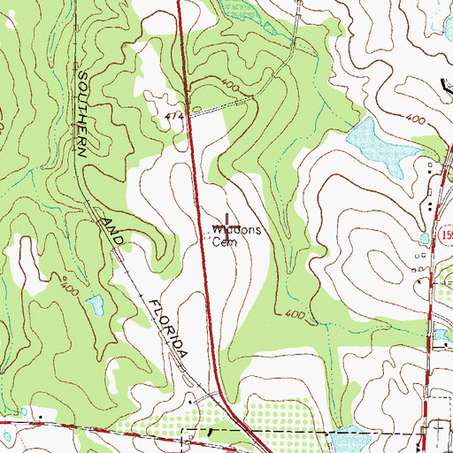 Topographic Map of Widdons Cemetery, GA