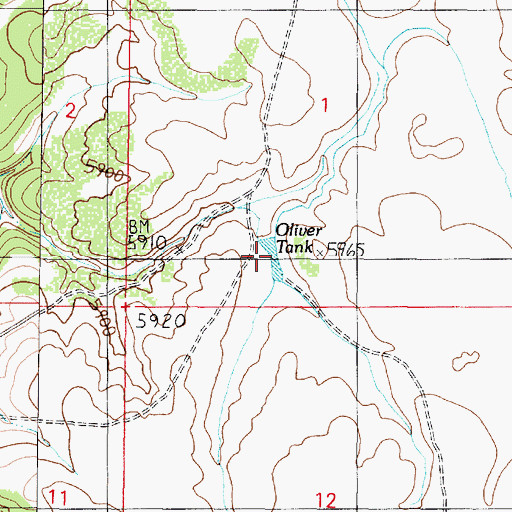 Topographic Map of Oliver Tank, AZ