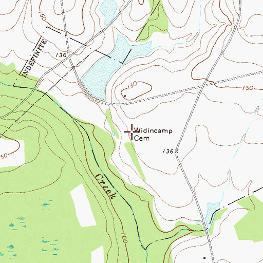 Topographic Map of Widincamp Cemetery, GA