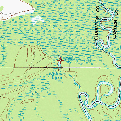 Topographic Map of Widow Lake, GA