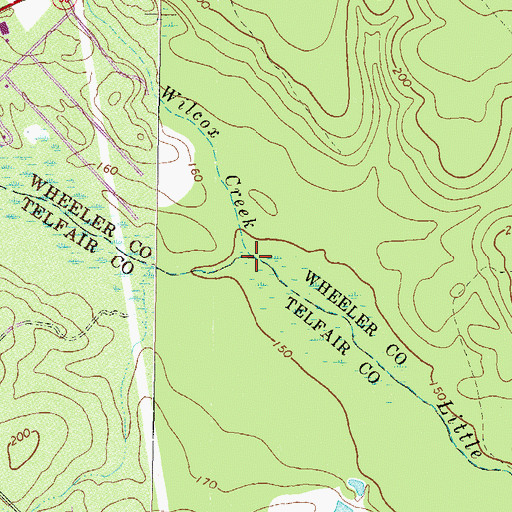 Topographic Map of Wilcox Creek, GA