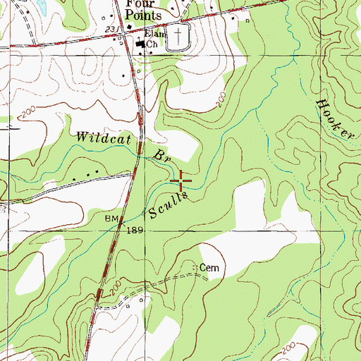 Topographic Map of Wildcat Branch, GA