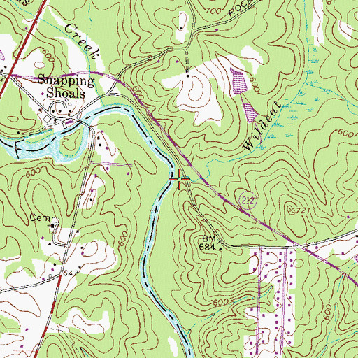 Topographic Map of Wildcat Creek, GA