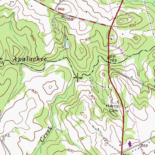 Topographic Map of Wildcat Creek, GA