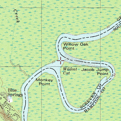 Topographic Map of Wildcat Cut, GA