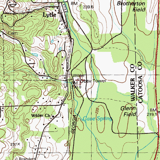 Topographic Map of Wilder Tower, GA