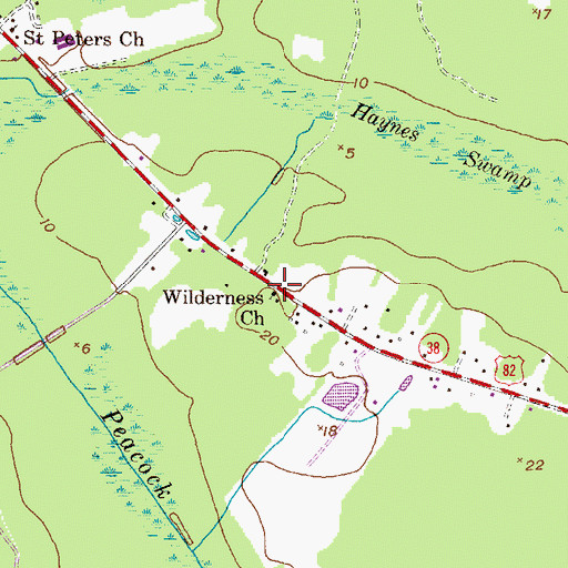 Topographic Map of Wilderness Church, GA
