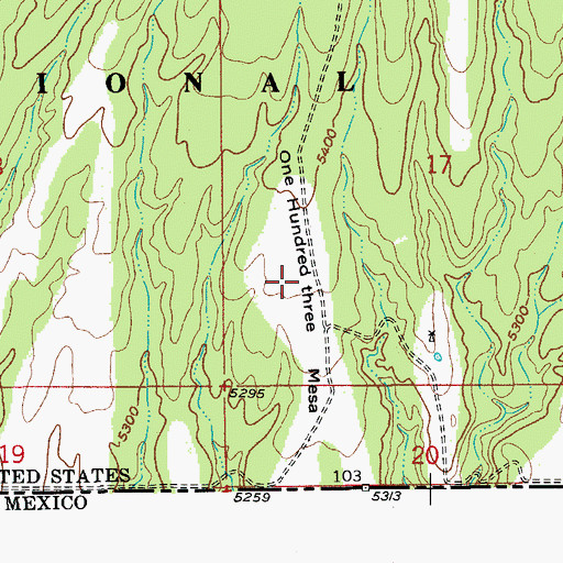 Topographic Map of One Hundred Three Mesa, AZ