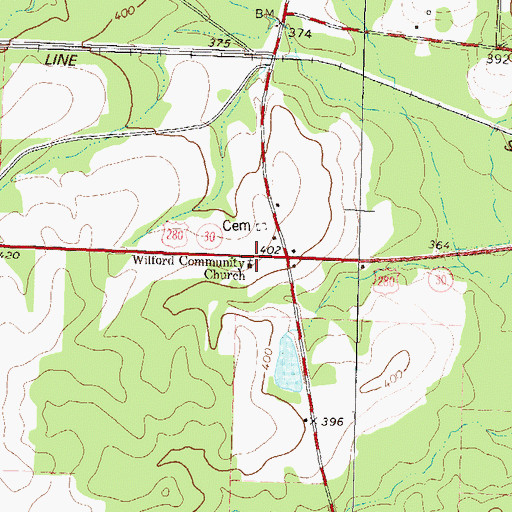 Topographic Map of Wilford Community Church, GA