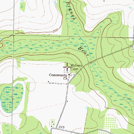 Topographic Map of Wilkes Cemetery, GA