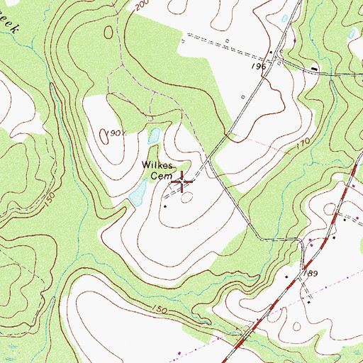 Topographic Map of Wilkes Cemetery, GA