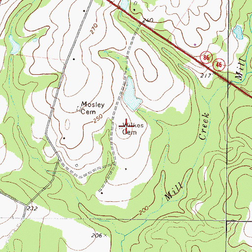 Topographic Map of Wilkes Cemetery, GA