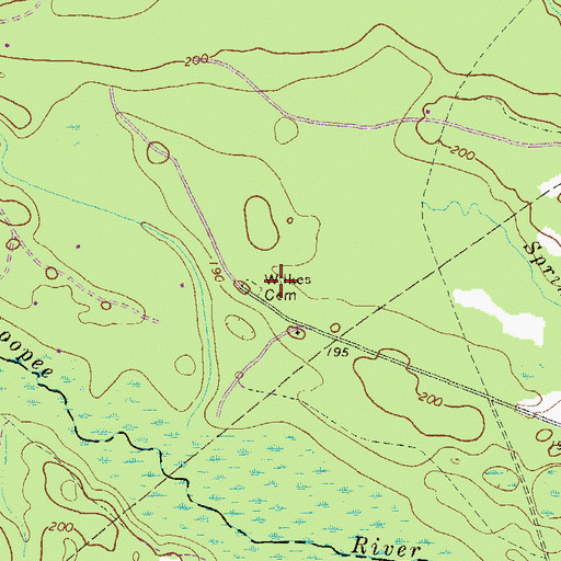 Topographic Map of Wilkes Cemetery, GA