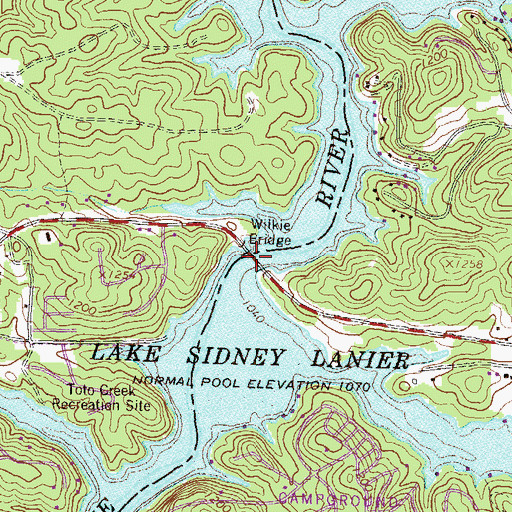 Topographic Map of Wilkie Bridge, GA