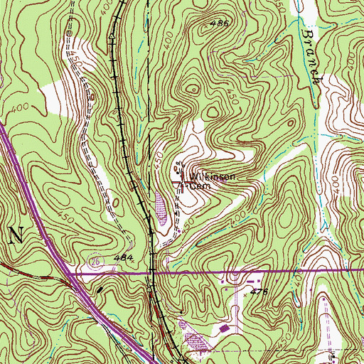 Topographic Map of Wilkinson Cemetery, GA