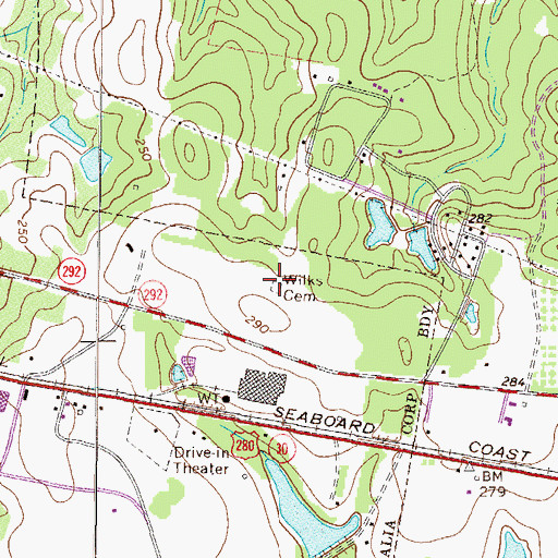 Topographic Map of Wilks Cemetery, GA