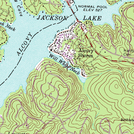 Topographic Map of Will White Neck, GA