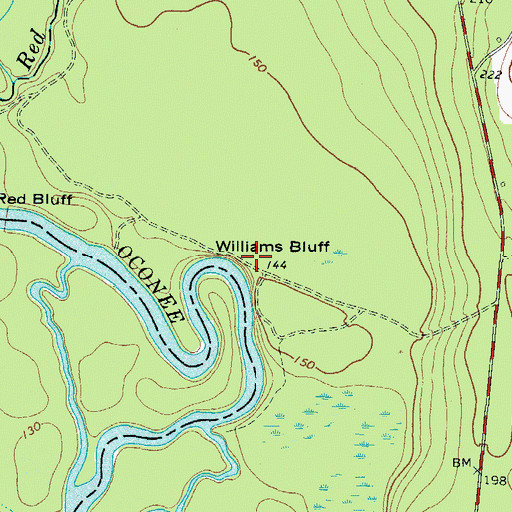 Topographic Map of Williams Bluff, GA