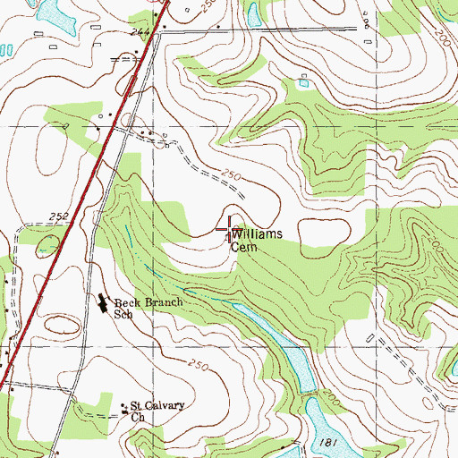 Topographic Map of Williams Cemetery, GA