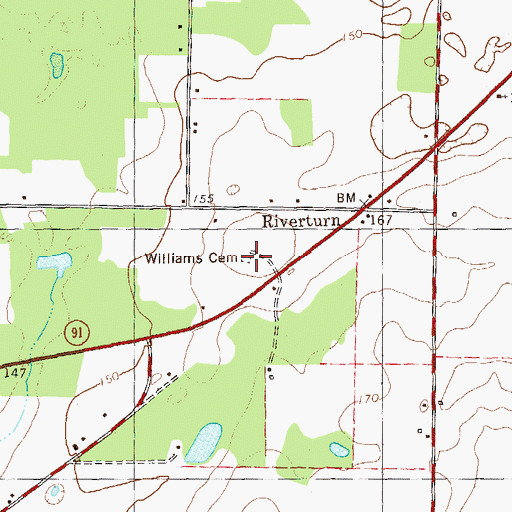 Topographic Map of Williams Cemetery, GA