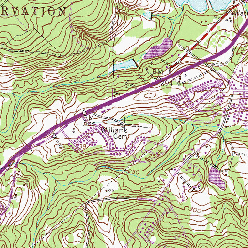 Topographic Map of Williams Cemetery, GA