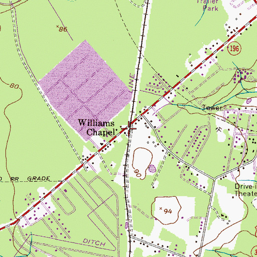 Topographic Map of Williams Chapel, GA