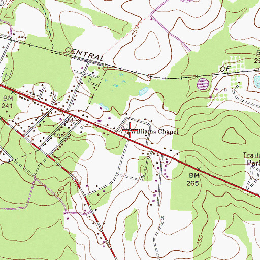Topographic Map of Williams Chapel, GA