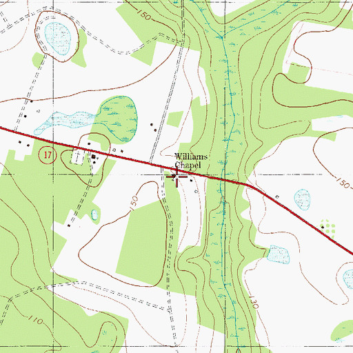 Topographic Map of Williams Chapel, GA