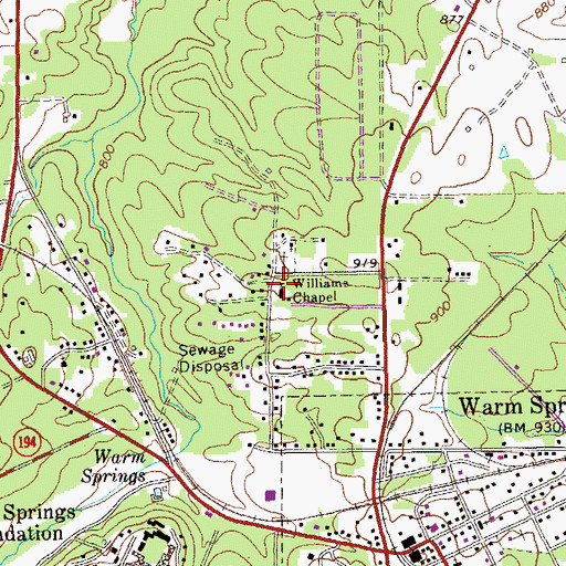 Topographic Map of Williams Chapel, GA