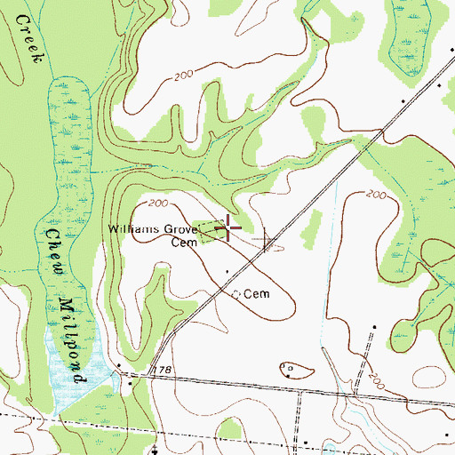 Topographic Map of Williams Grove Cemetery, GA