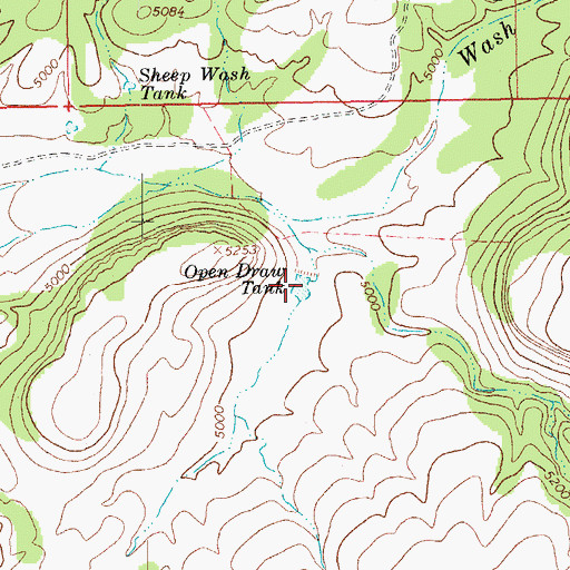Topographic Map of Open Draw Tank, AZ