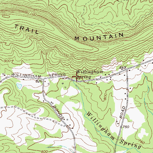 Topographic Map of Willingham Spring, GA