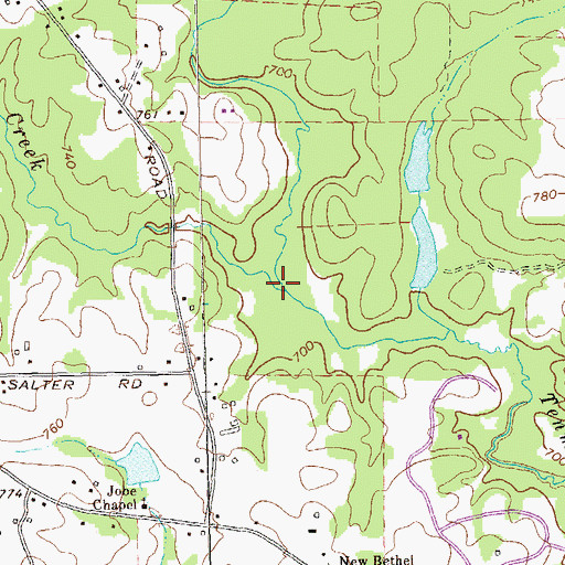 Topographic Map of Willingham Spring Creek, GA