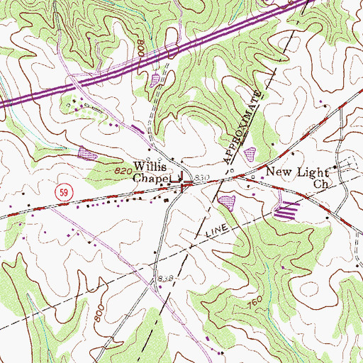 Topographic Map of Willis Chapel, GA