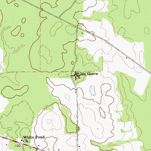 Topographic Map of Willis Grove Church, GA