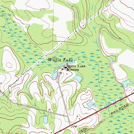 Topographic Map of Willis Lake Mission, GA