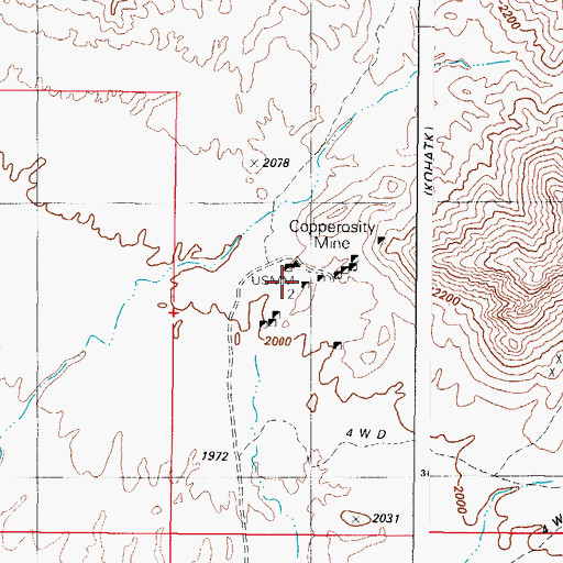 Topographic Map of Copperosity Mine, AZ