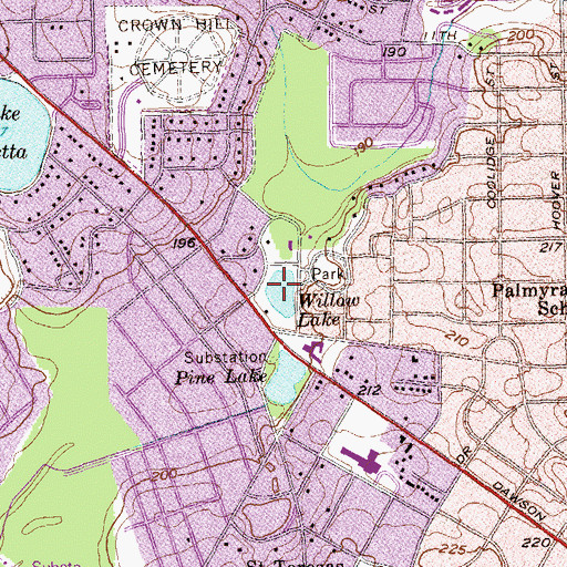 Topographic Map of Willow Lake, GA