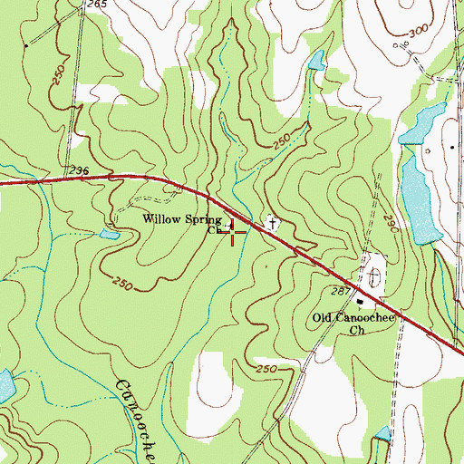 Topographic Map of Willow Spring Church, GA