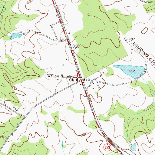 Topographic Map of Willow Springs Church, GA